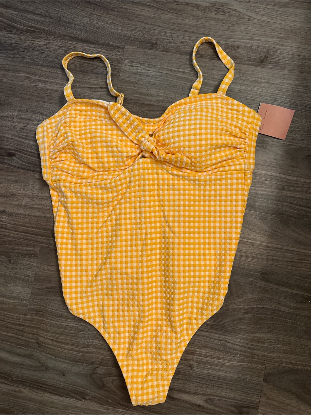 Target Yellow Gingham One-Piece Swimsuit with Tie Front